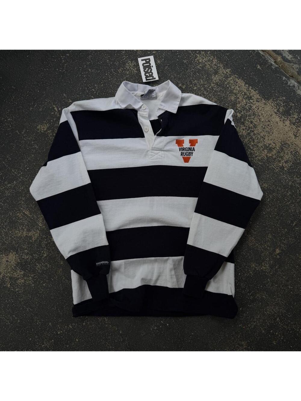 Y2K Barbarian Rugby Virginia Rugby Striped Polo Shirt